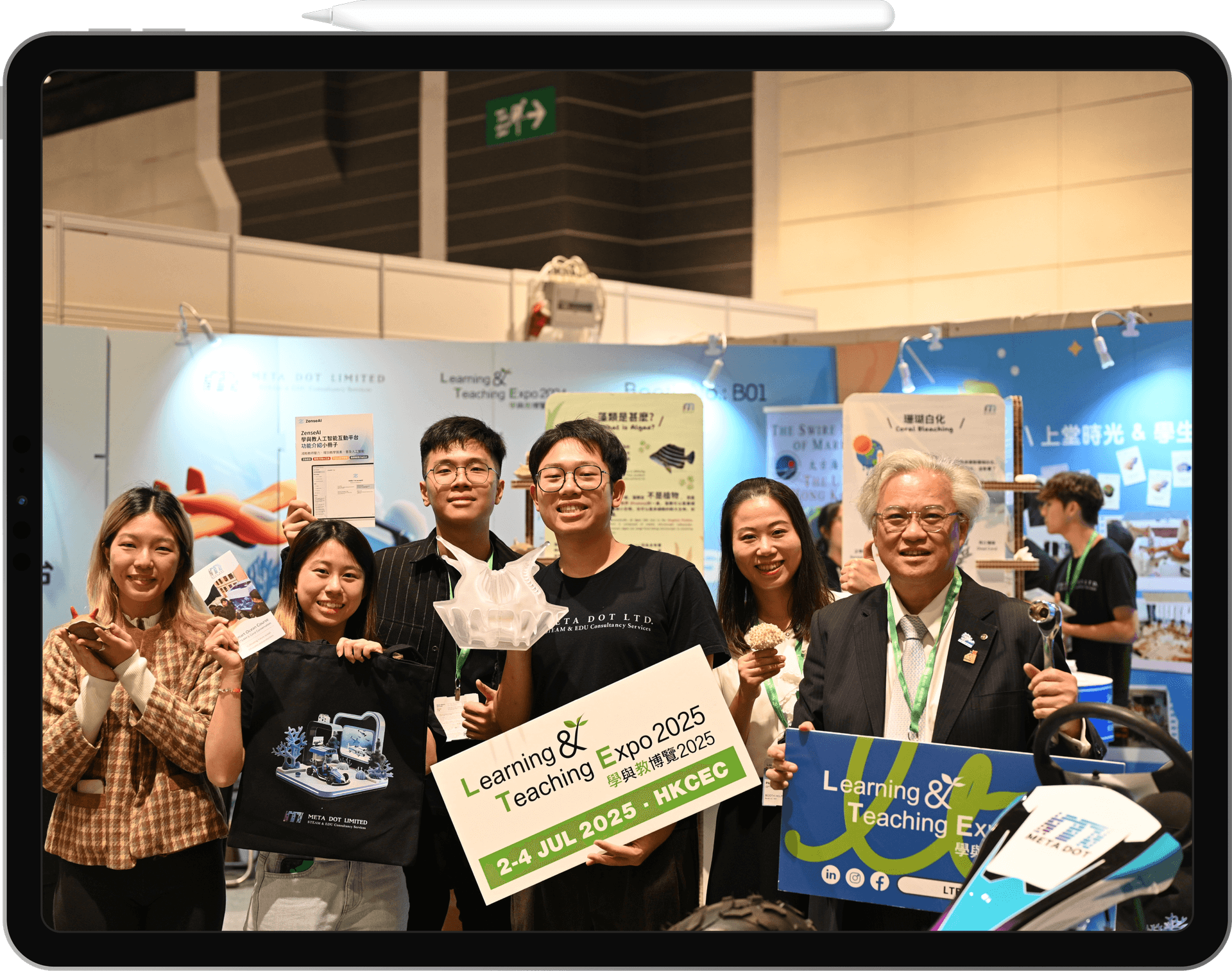 Team photo in iPad frame